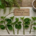 Bouture hibiscus des marais sur table avec outils