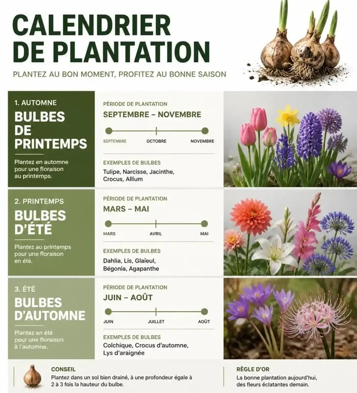 Calendrier de plantation des bulbes : quand planter vos bulbes de fleurs au jardin