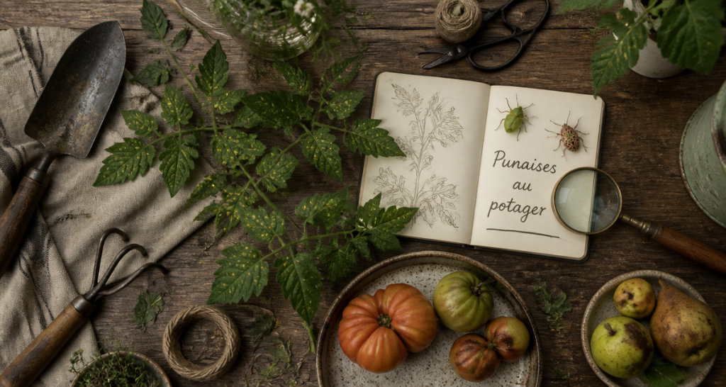 punaise de jardin sur table de jardinage