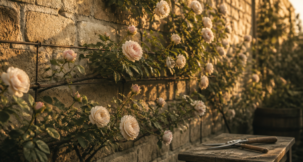 Quand et comment tailler les rosiers grimpants palissés sur mur