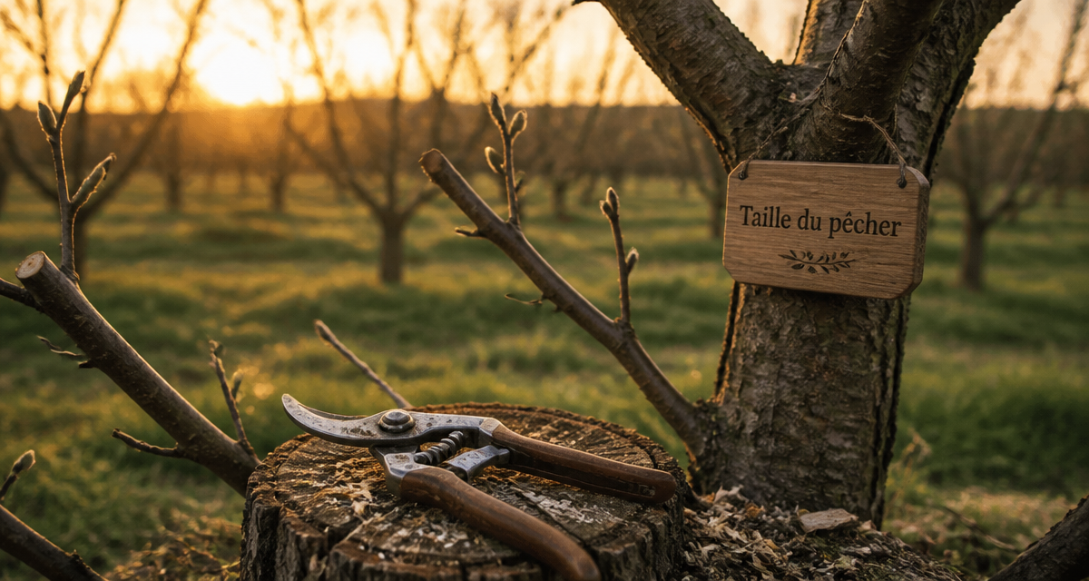 quand tailler un pecher, verger, sécateur, branches taillées