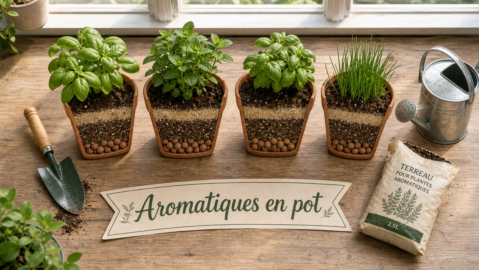 Cultiver des aromatiques en pot : basilic et menthe en terre cuite