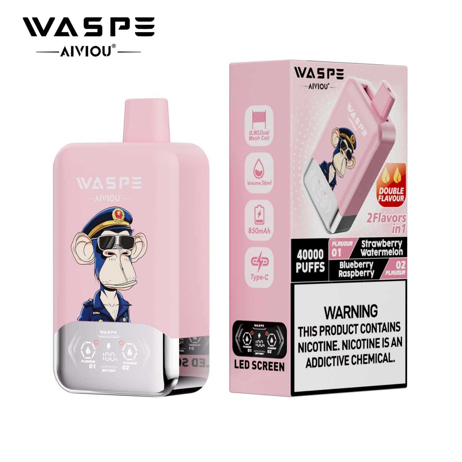 Waspe Aiviou 40000 Strawberry Watermelon/Blueberry Raspberry – Bild 2