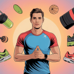 cadeaux pour les sportifs illustration centrale objets flottants