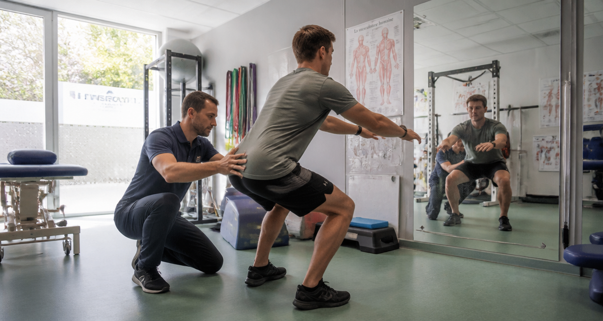 rééducation ménisque non opéré patient squat kiné