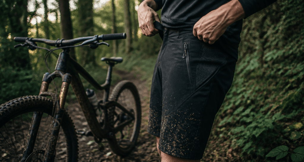 short vtt noir mat avec renforts et poches