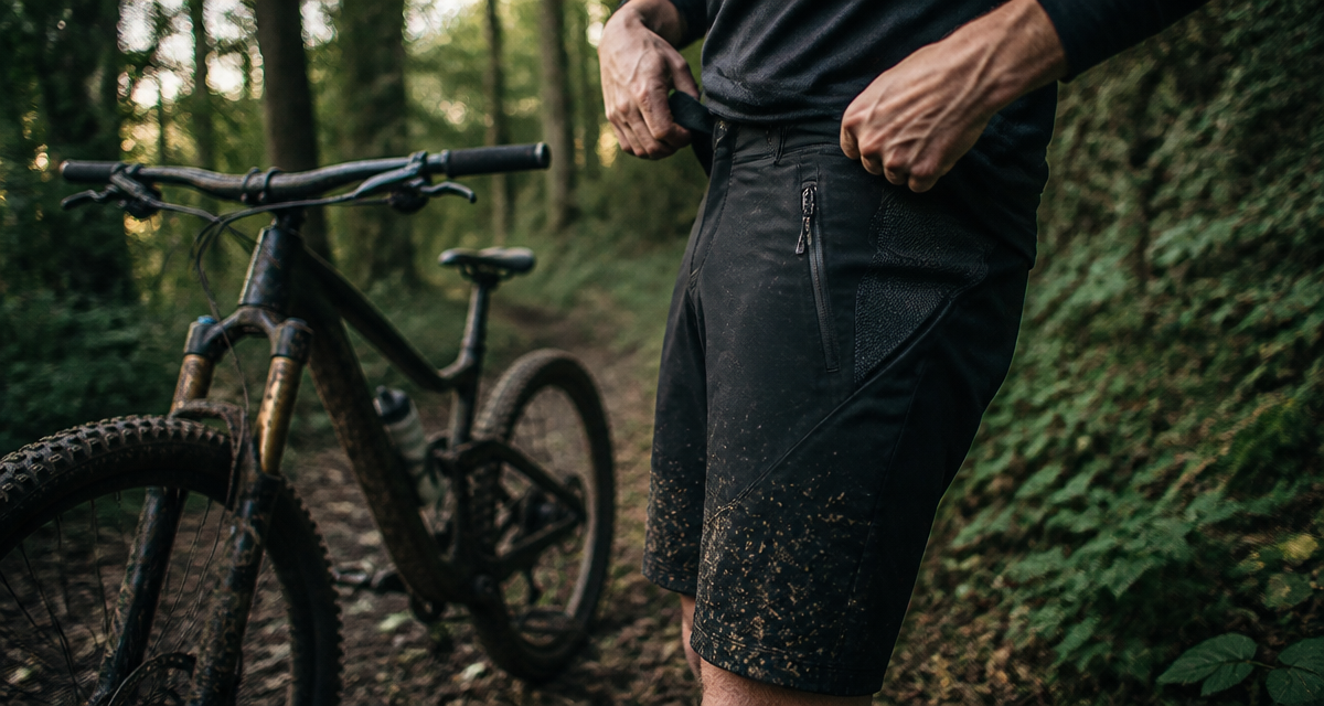 short vtt noir mat avec renforts et poches