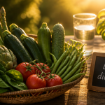 aliments diurétiques légumes sur table rustique