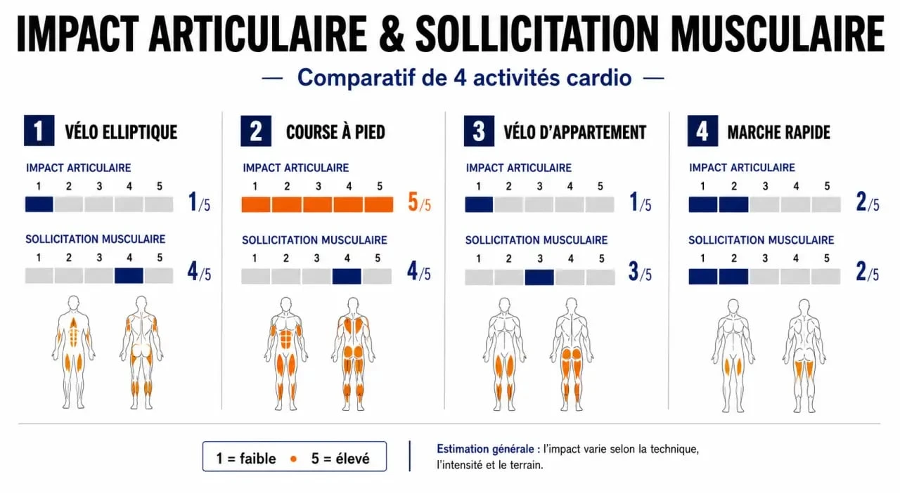 Comparatif des bienfaits du vélo elliptique selon l'avis d'un kinésithérapeute par rapport à la course et au vélo