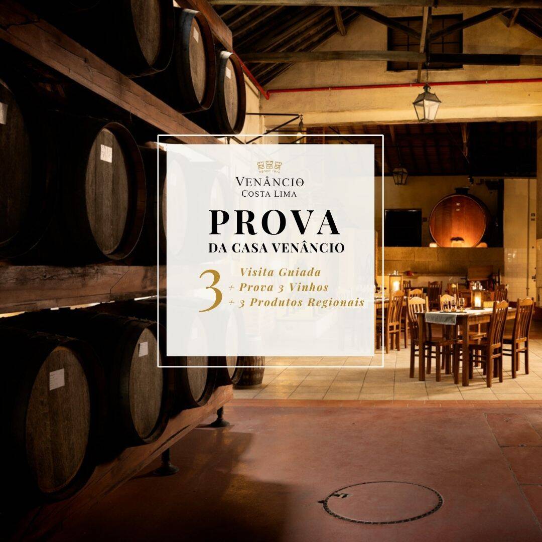 A visita essencial para ficar a conhecer a história da adega Venâncio da Costa Lima, que termina com uma saborosa prova de 3 vinhos na Adega Velha com produtos regionais.