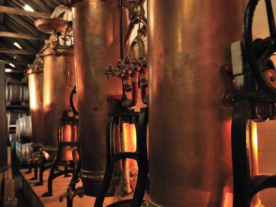 Tanques de fermentação de vinho na adega de Venâncio da Costa Lima, destacando a produção de vinhos de alta qualidade em Portugal.