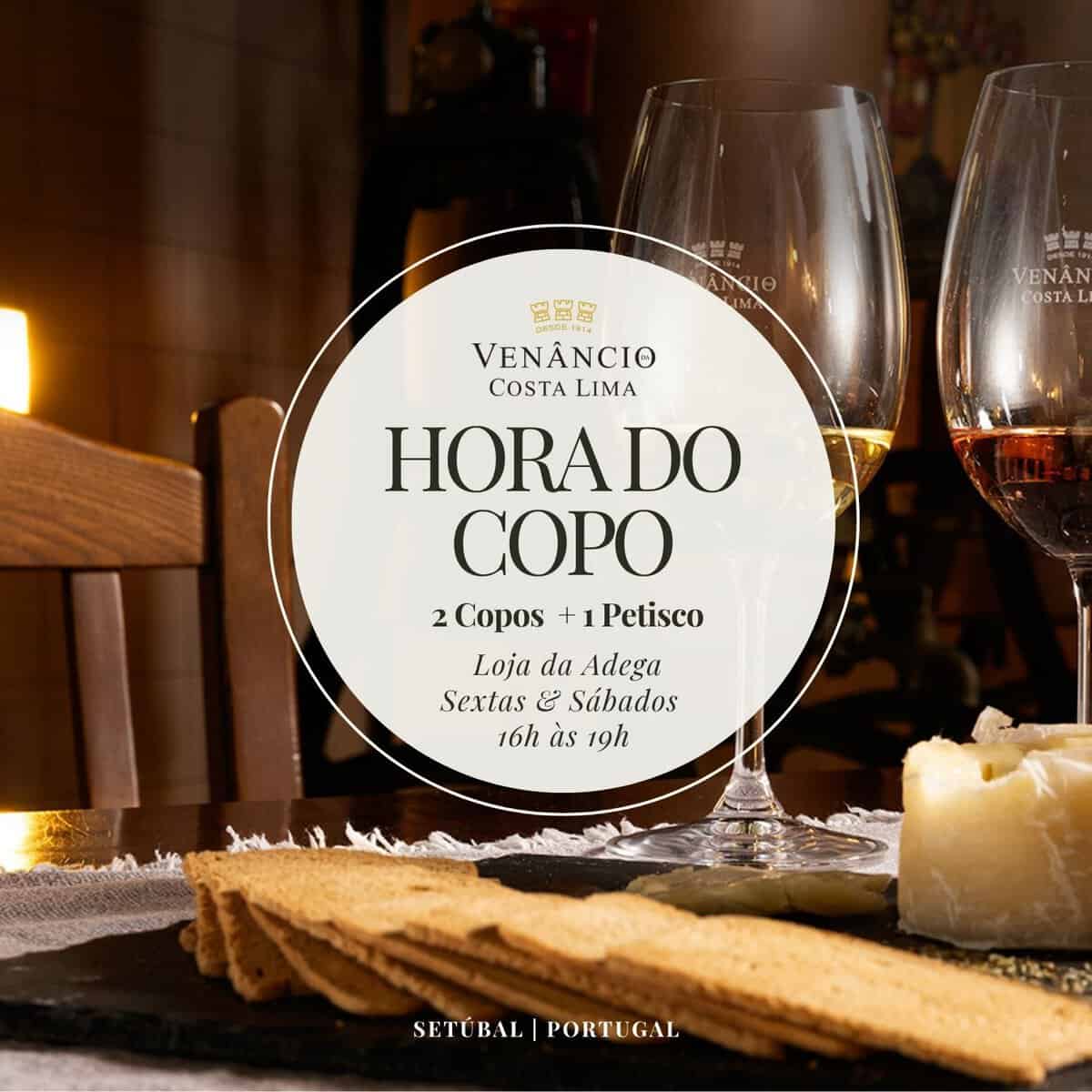 "A Hora do Copo" Datas: de 24/07 a 29/08 Às sextas e sábados na Loja da Adega Das 16h às 19h Tábua: Petisco regional para picar + Pão Caseiro + 2 copos de Vinho O vinho servido durante este período, estará com um valor de promoção. Marcação prévia e/ou sujeito a disponibilidade. Valor/pax: €6,0 (Iva incluído)