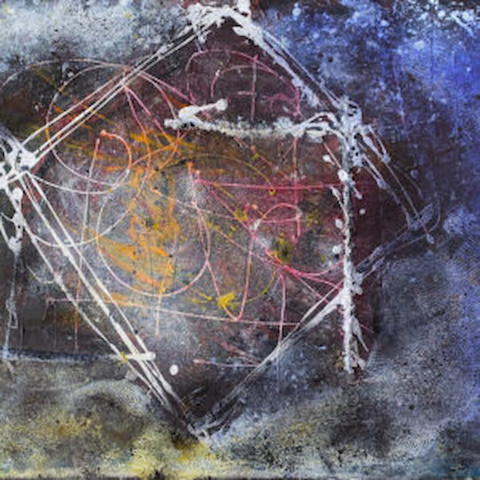 Apstraktne slike, slike na platnu. Slika sa teksturama, geometrijski oblik i linije u sivim, plavim i zlatnim tonovima.