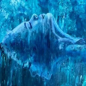 Portret žene napravljen mješanom tehnikom, akril/ulje na platnu