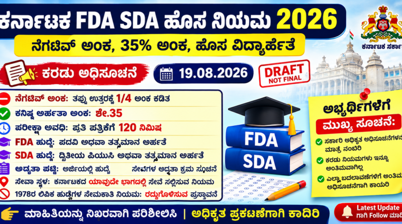Karnataka FDA SDA New Rules 2026