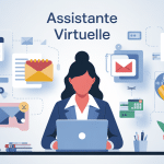 Illustration assistante virtuelle ordinateur et tâches digitales