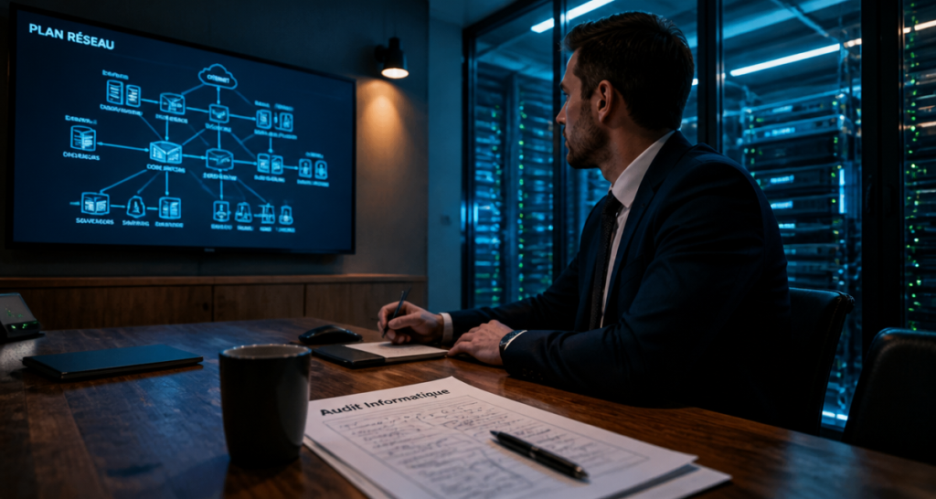Audit informatique entreprise en salle de réunion
