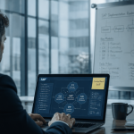 consultant sap travaillant sur modules sap en salle de réunion