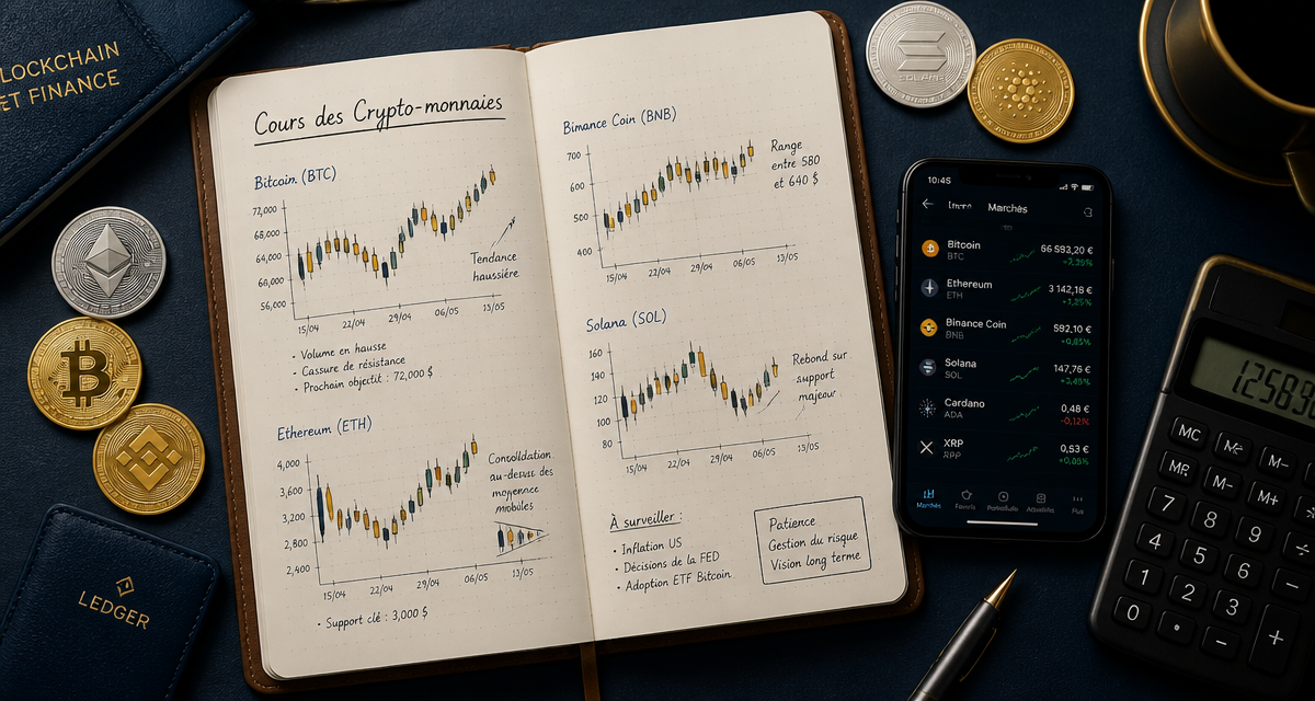 cours des crypto carnet graphique pièces smartphone