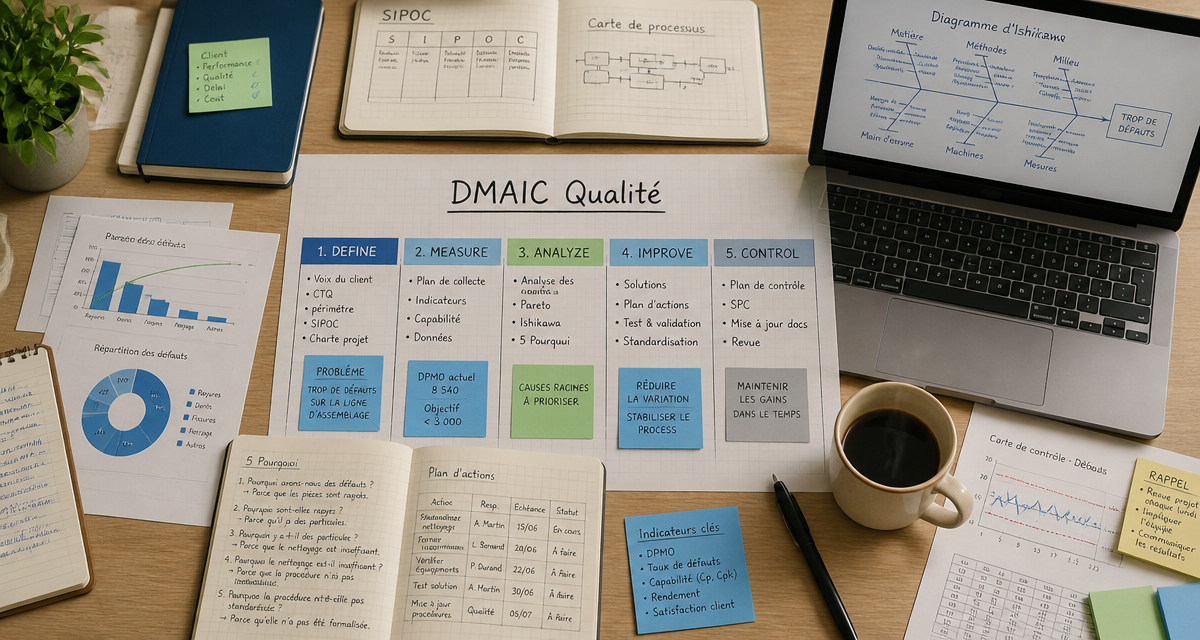 bureau méthode dmaic cinq étapes