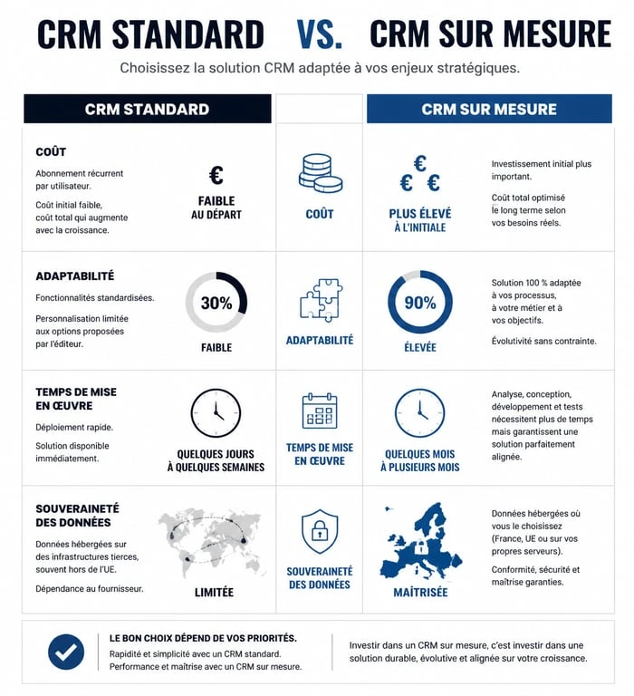 Comparatif CRM standard vs CRM sur mesure pour entreprise
