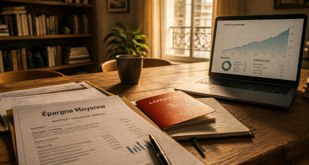 Epargne moyenne en France, salon français, documents et graphique