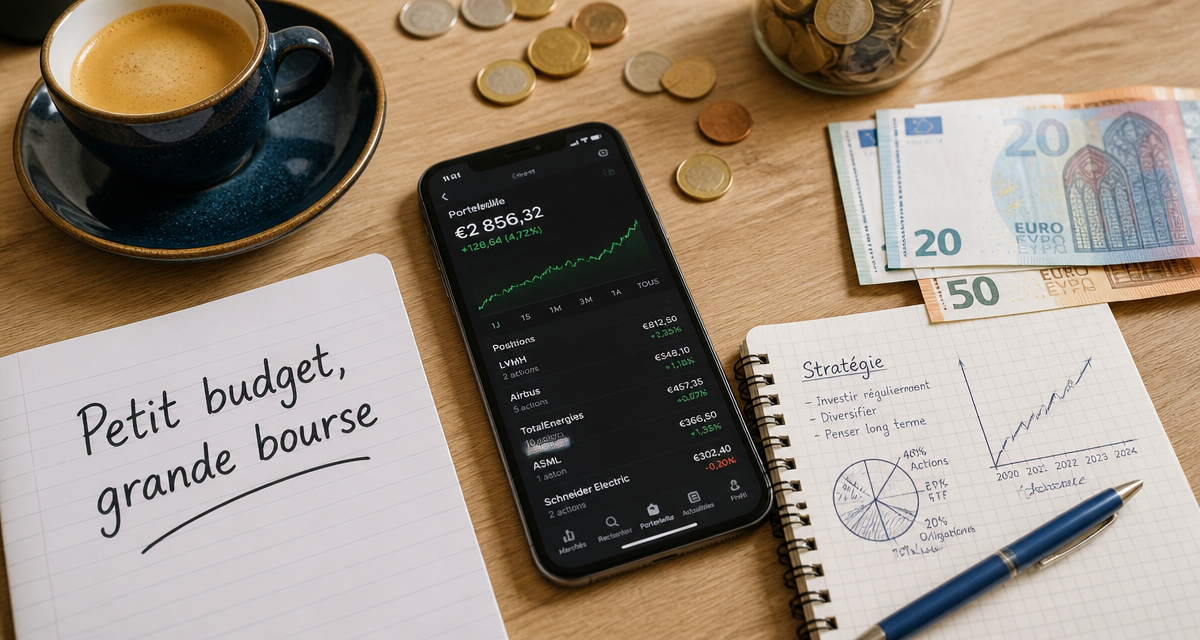 investir en bourse petit budget bureau smartphone euros