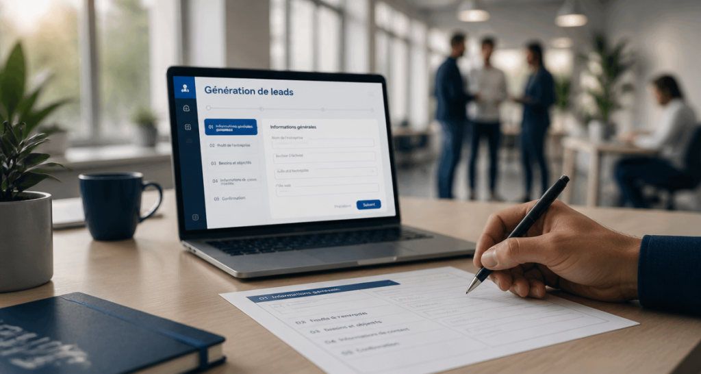 leadgen main remplissant formulaire conversion