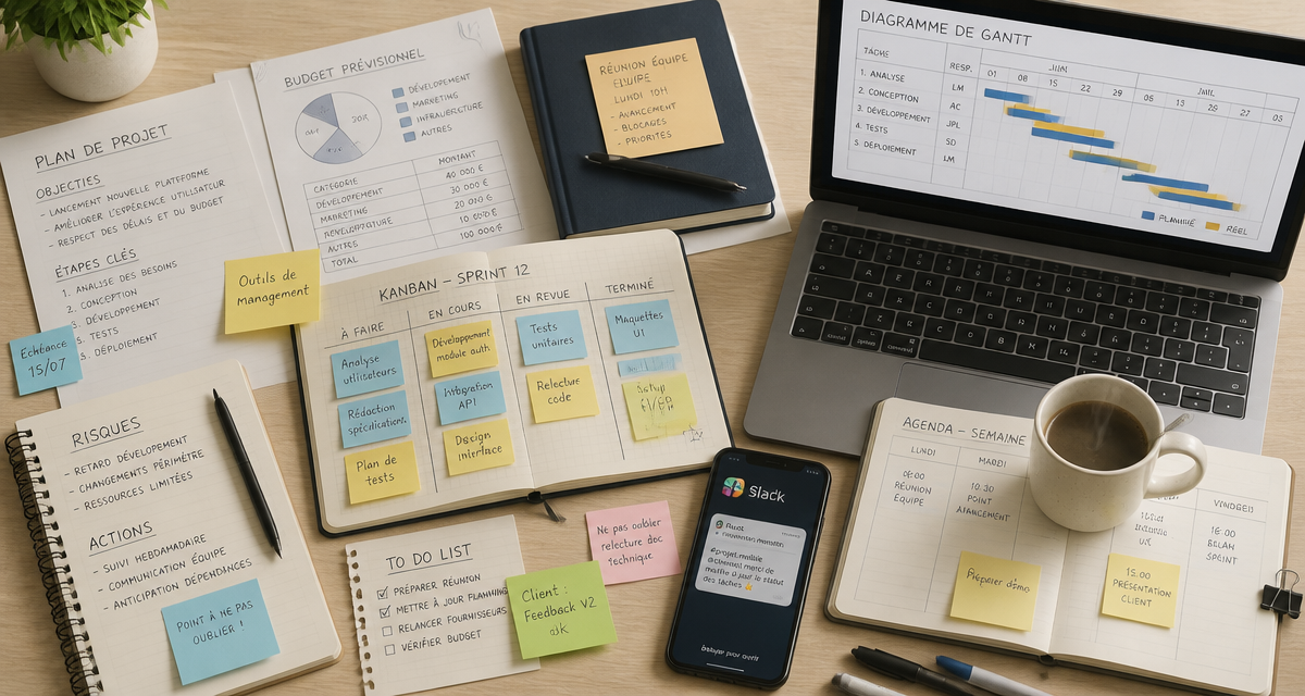 Outils de management sur bureau moderne