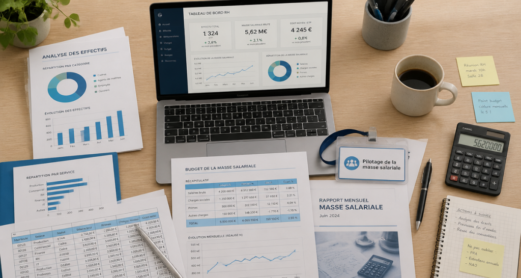 pilotage de la masse salariale sur bureau avec documents RH
