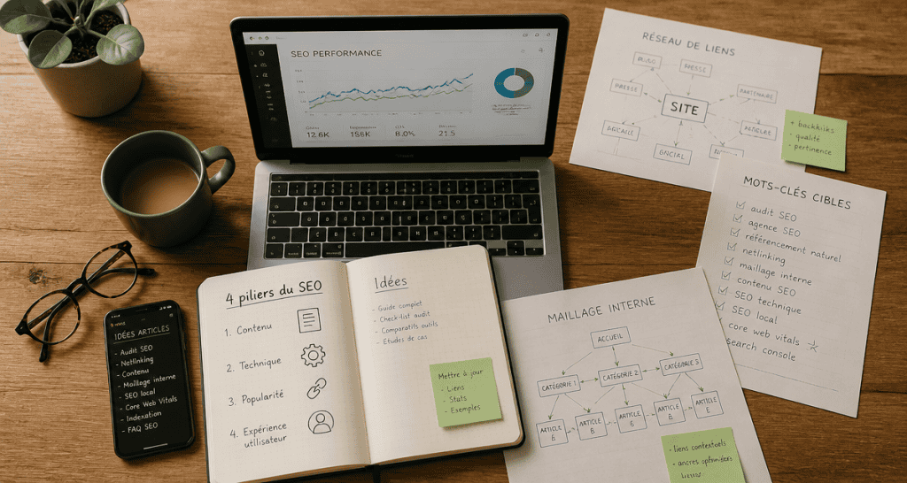 seo guide vue aérienne 4 piliers