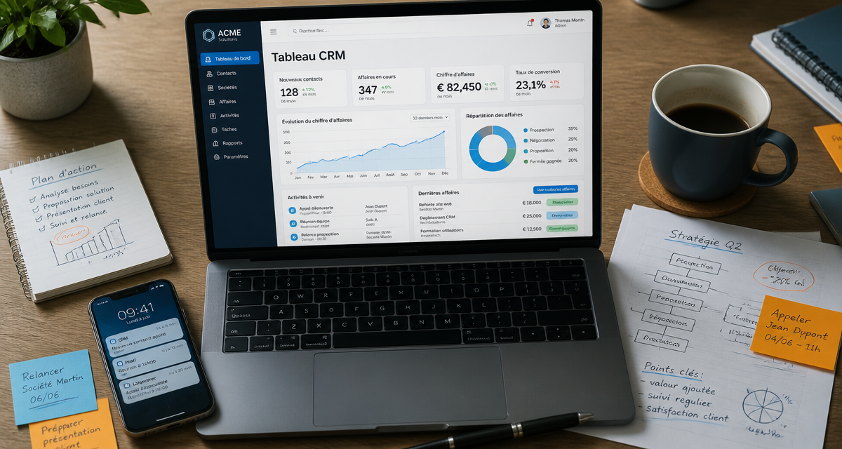 tableau crm sur ordinateur portable moderne