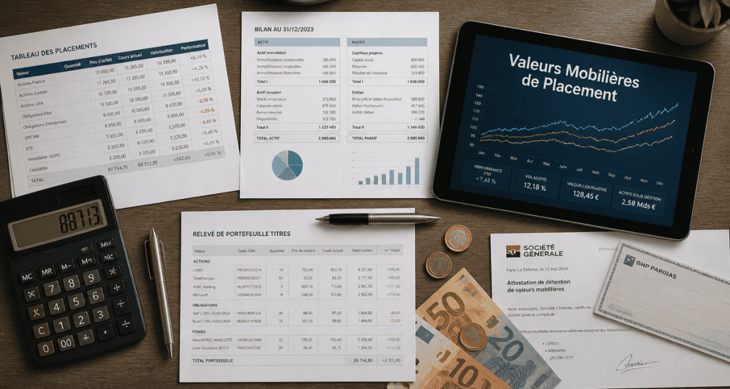 valeur mobiliere de placement sur bureau moderne