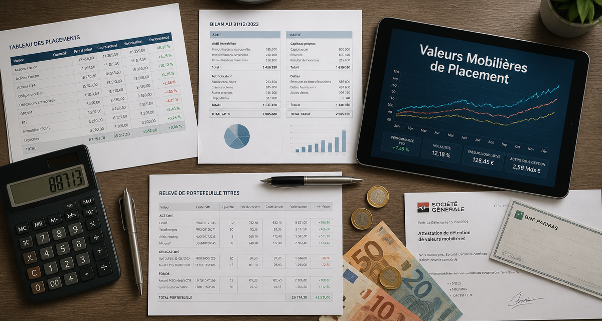 valeur mobiliere de placement sur bureau moderne