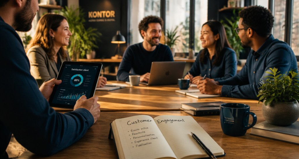 Customer engagement équipe autour d'une table