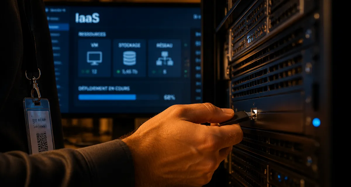 Infrastructure as a service : clé USB insérée sur serveur rack