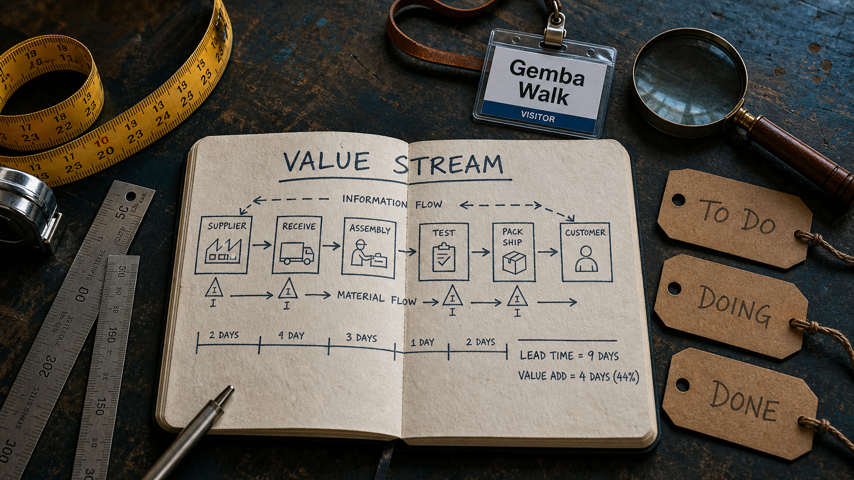 Lean and lean : Gemba Walk, Value Stream et Kanban en atelier de production