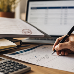 Qu'est ce que le roi : calcul ROI sur un bureau, calculatrice et note