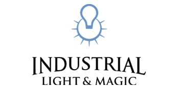 Industrial Light & Magic creative studio logo with a lightbulb icon, representing innovation in visual effects and digital artistry.