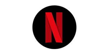 Netflix logo on a black background, representing the popular streaming service for movies and TV shows.