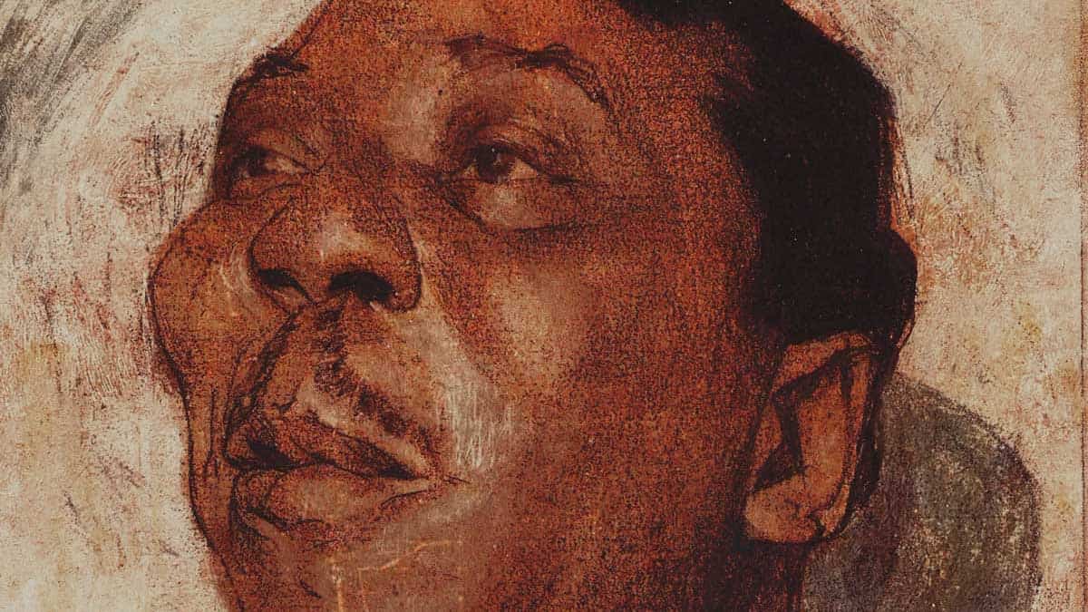 A close-up of a realistic colored pencil drawing of a woman's face, showcasing detailed features and expressive eyes, emphasizing portrait art and fine art techniques.