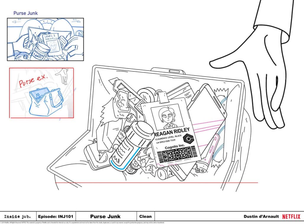 Purse junk illustration showing cluttered assortment of bags, bottles, and digital IDs, emphasizing the chaos of misplaced or unorganized belongings.