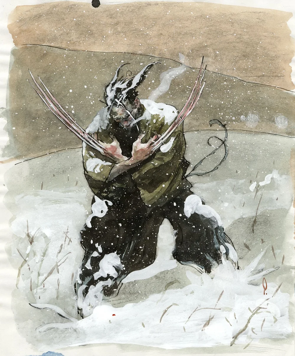 Mythical creature in snowy landscape, illustration for portfolio & career development in illustration.