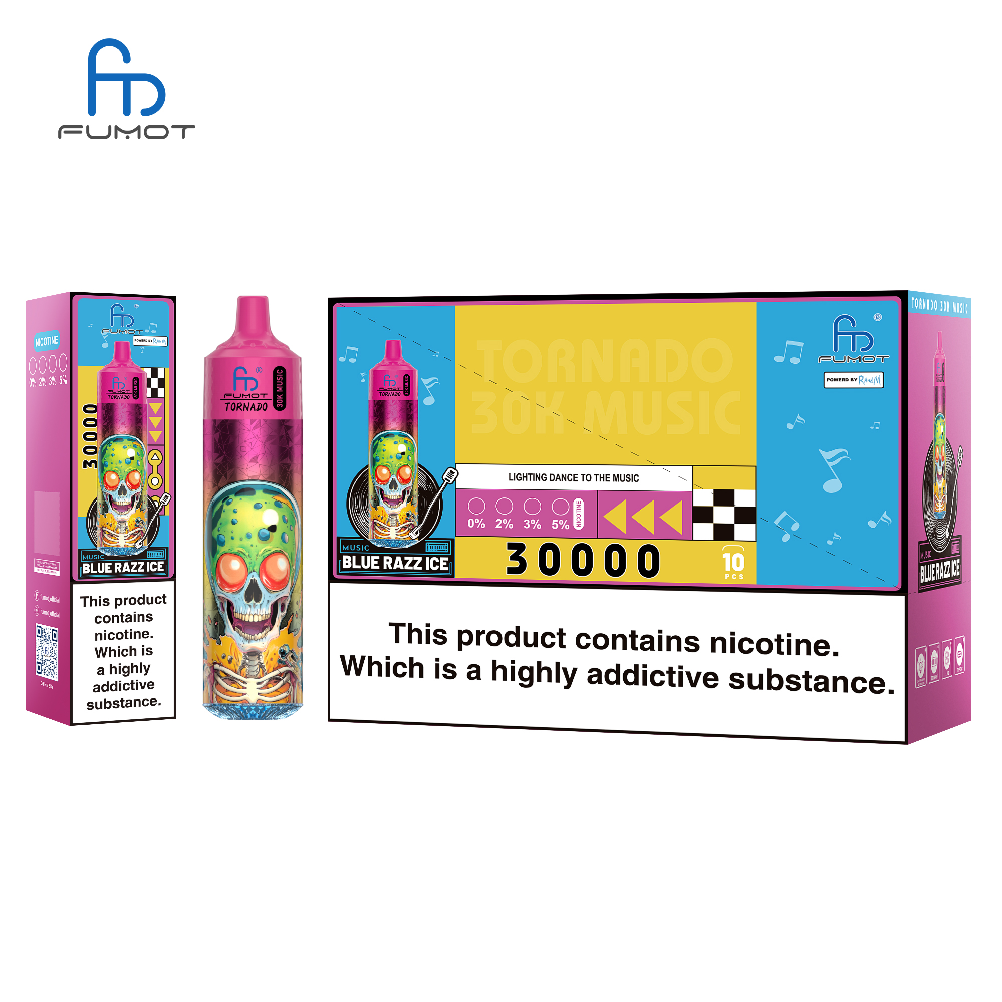 Fumot Tornado 30K Music Blue Razz Ice – Bild 3