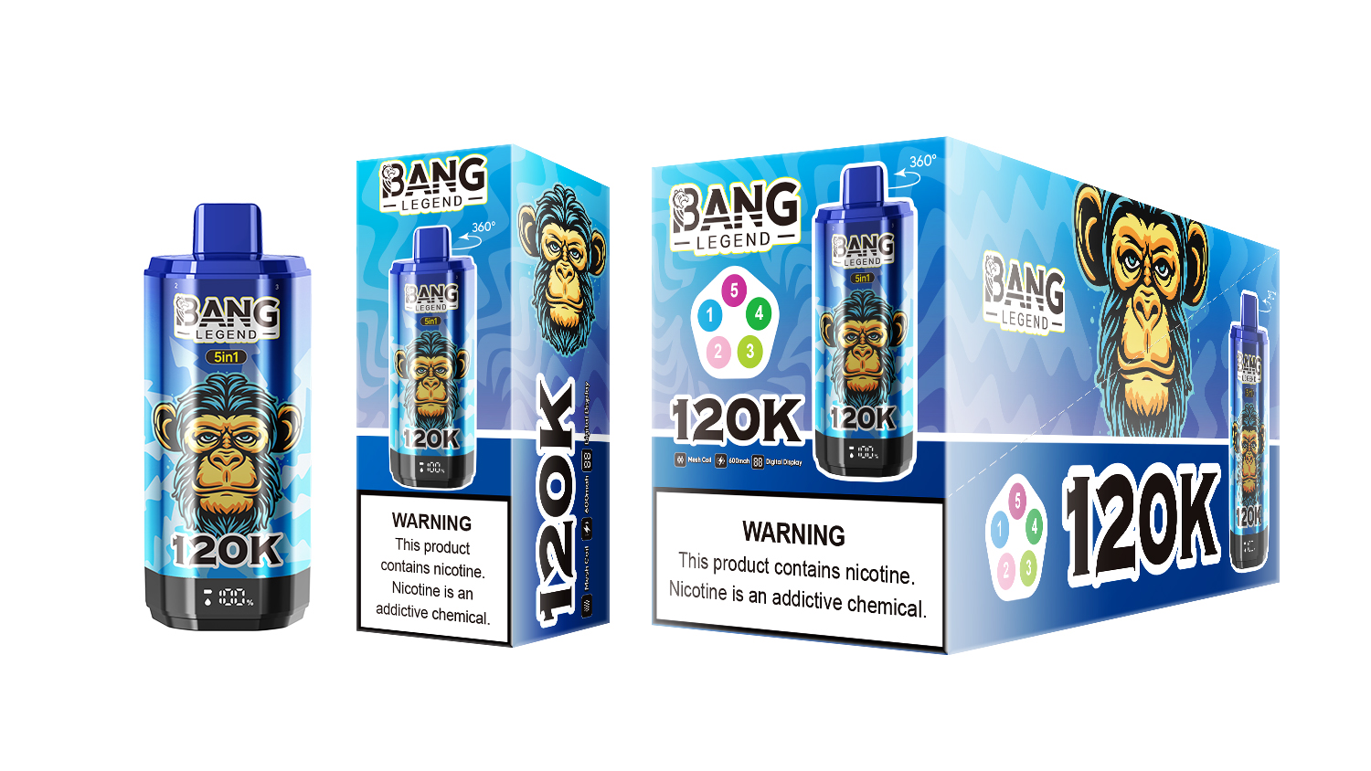 Bang Legend 120K Blueberry Ice/Watermelon Bubble Gum/Sour Apple Raspberry/Lotus Fruit Mango Melon/Passion Fruit Kiwi Lime