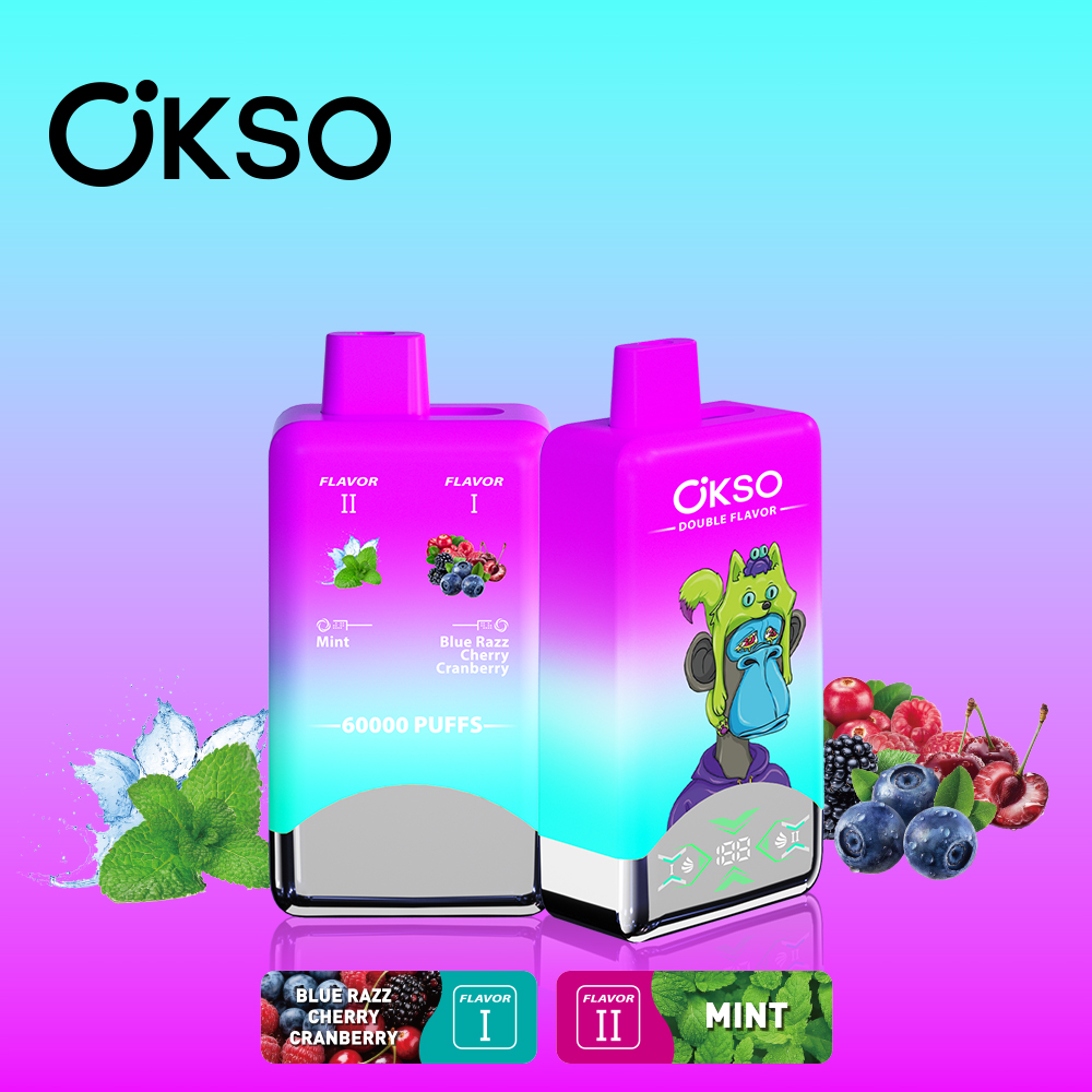 OKSO Double Flavor 60000 Blue Razz Cherry Cranberry/Mint
