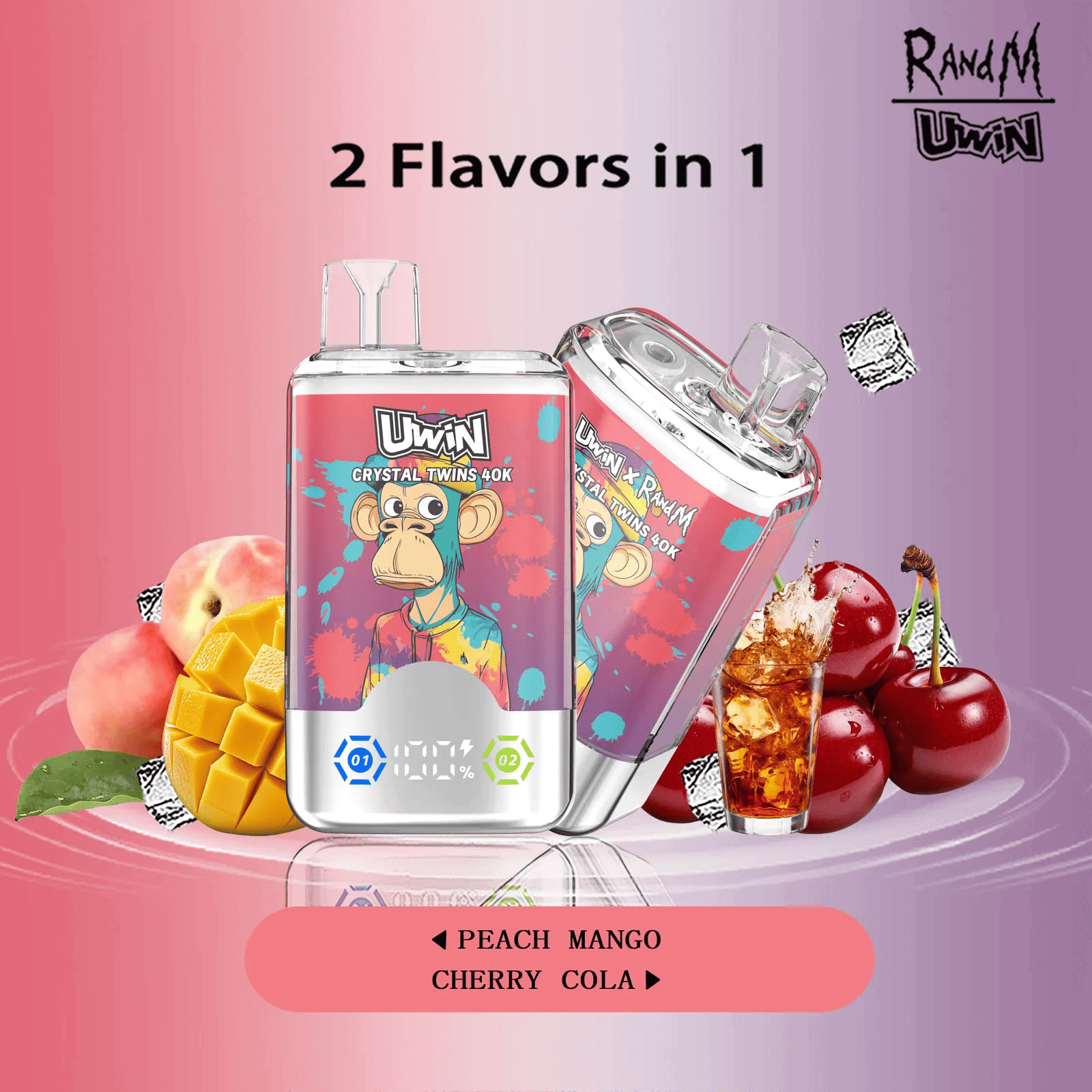 Uwin Crystal Twins 40000 Peach Mango/Cherry Cola