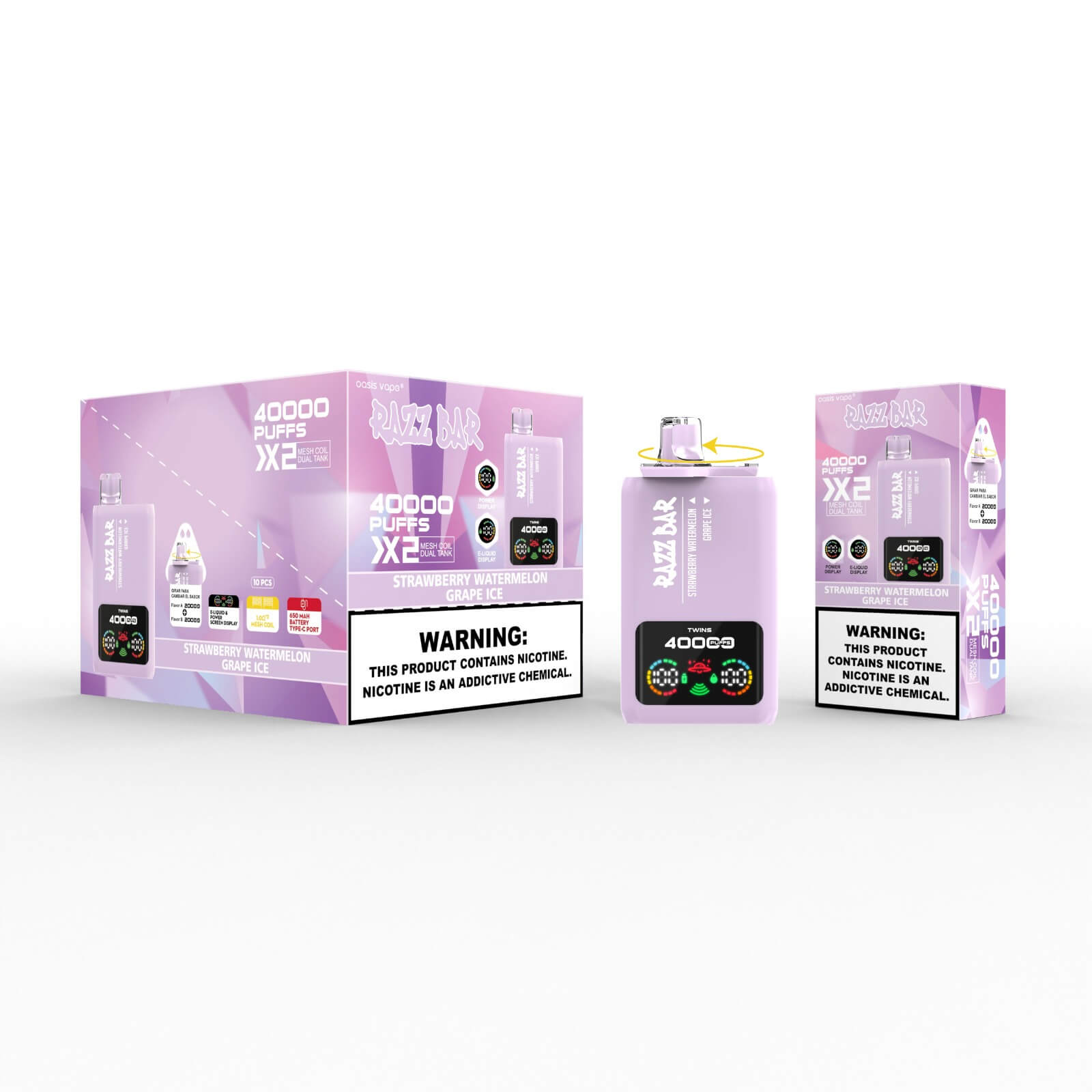 Razz Bar 40000 Strawberry Watermelon/Grape Ice