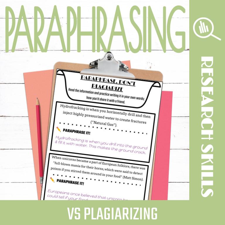 Paraphrasing and Plagiarism activities for intermediate students