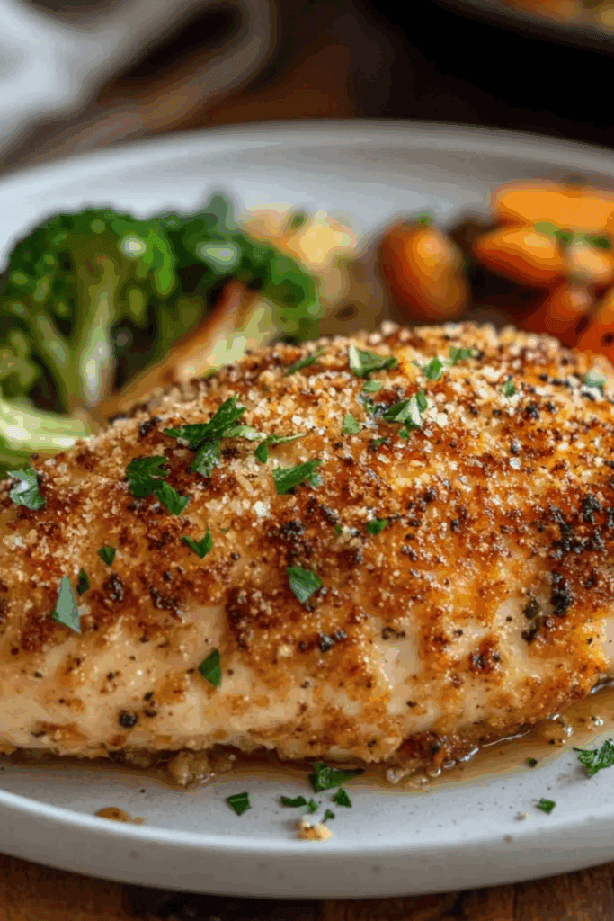 Parmesan crusted garlic chicken